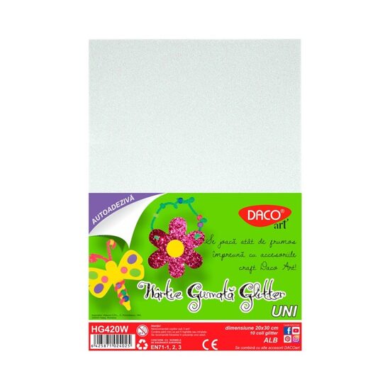 Hartie gumata AA glitter HG420W DACO set 10