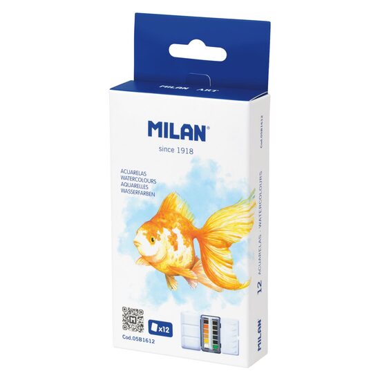 Acuarele 12 culori cutie metalica Milan 05B1612