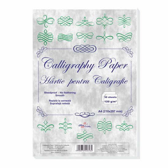 Hartie alba pentru caligrafie, suprafata neteda 30 coli 120g