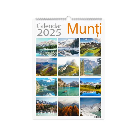 Calendar 2025 Munti, 13 file carton lucios, 22x32 cm