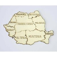 Accesorii lemn  harta gravura regiuni Romania