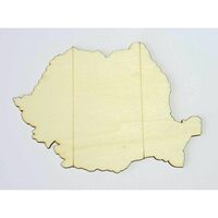 Accesorii lemn  pentru colorat, harta gravura steag, Romania