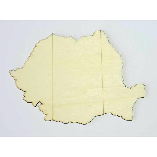 Accesorii lemn  pentru colorat, harta gravura steag, Romania