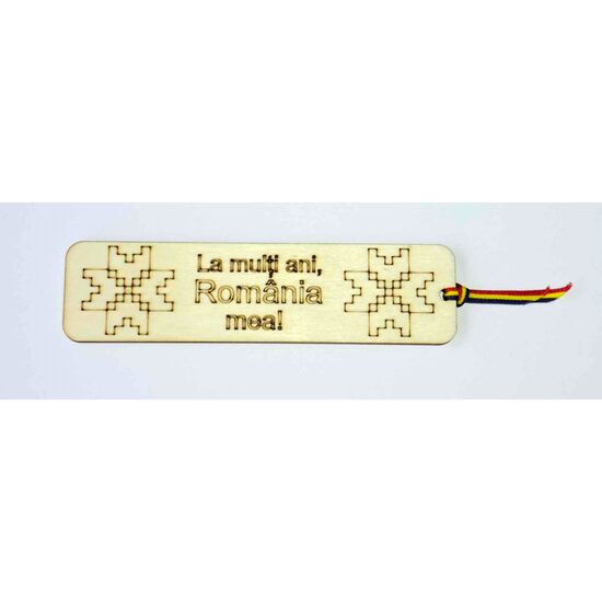 Accesorii lemn semn de carte, pentru colorat, La multi ani Romania mea!