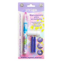 Stilou cu radiera Strigo + 2 rezerve + dispozitiv curatare - roz SSC340