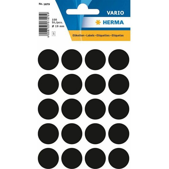 Sticker HERMA 1879 buline negre 19mm