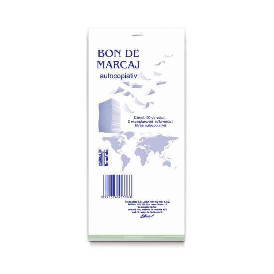 Bon marcaj autocopiativ, 2 exemplare, format 7x15 cm, 100 buc + 20 GRATIS!