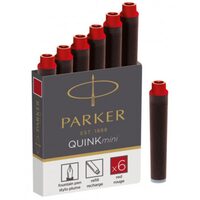 Cartuse Mini Parker Quink rosu 6/set