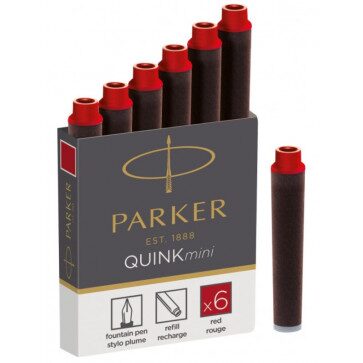 Cartuse Mini Parker Quink rosu 6/set