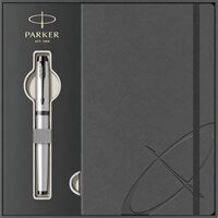 Set Stilou Parker IM Argintiu Achromatic Mat + Agendă