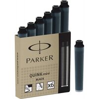 Cartuse Mini Parker Quink negru 6/set