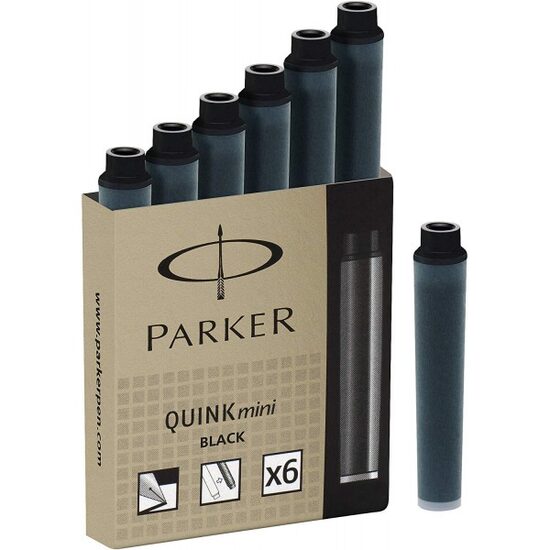 Cartuse Mini Parker Quink negru 6/set