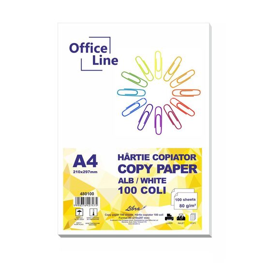Hartie copiator A4 top 100 80gr Office Line 22 + 3 topuri gratis
