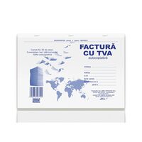Factura A5 cu TVA 3 exemplare 50 seturi/150 file autocopiative, 18+2 GRATIS!!!