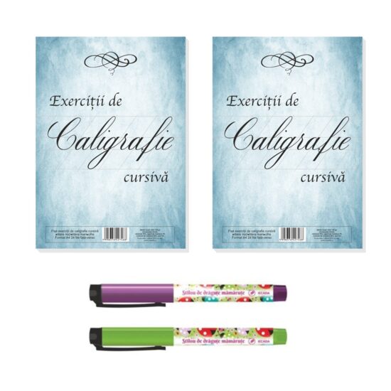 Initiere in Caligrafie Cursiva 2xFise de exercitii 48 pagini + stilou GRATIS!!!