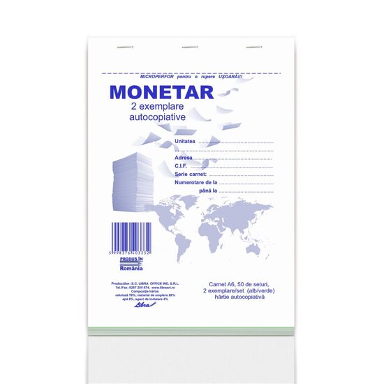Monetar A6 2 exemplare, 50 seturi 100 file, autocopiativ, 36+4 GRATIS!!!