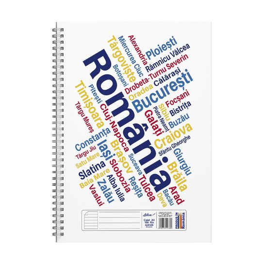Caiet A4 100 file spirala dictando Libra Romania Orase