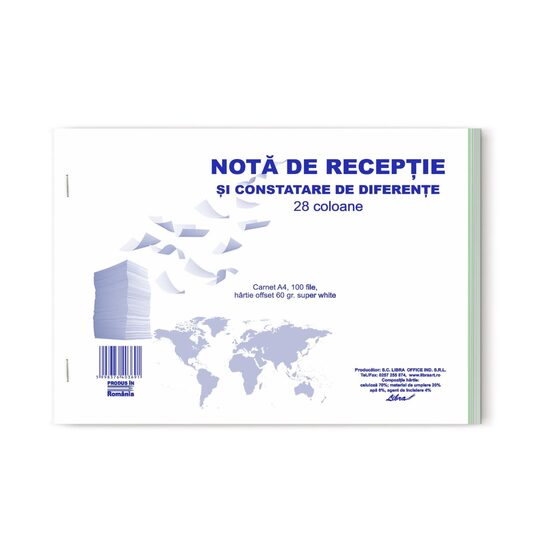 Nota de receptie A4 28 de coloane autocopiativa 8+2 GRATIS!!!