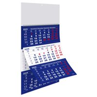 45 + 5 GRATIS Calendar triptic A3 2026 12 file hartie lucioasa, albastru si rosu