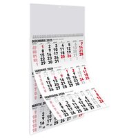 45 + 5 GRATIS Calendar triptic A3 2026 12 file hartie mata, negru si rosu