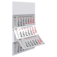 45 + 5 GRATIS Calendar triptic A3 2026 12file hartie lucioasa, gri si rosu