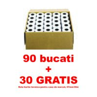 90 bucati + 30 GRATIS Rola hartie termica pentru casa de marcat, 57mm/30m