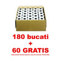 180 bucati + 60 GRATIS Rola hartie termica pentru casa de marcat, 57mm/18m