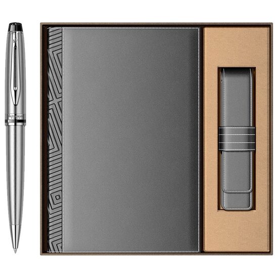Set Pix Waterman Expert + agenda si etui piele gri