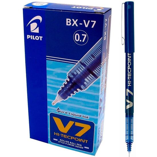 Roller Reincarcabil Pilot V7 Hi-Tecpoint, 0.7 mm albastru 9+1 GRATIS!