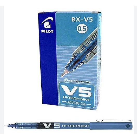 Roller Reincarcabil Pilot V5 Hi-Tecpoint, 0.5 mm albastru 9+1GRATIS!