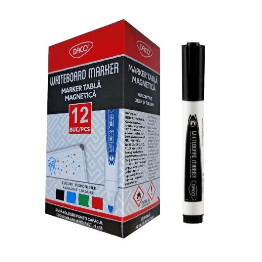 Marker tabla alba DACO MK230 negru 10+2 GRATIS!