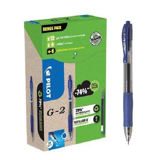 Pix cu gel Pilot G2 cu mecanism 0.7 mm albastru 10+2 GRATIS!
