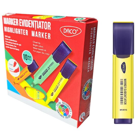 Textmarker Daco MK401G galben 8+2 GRATIS!