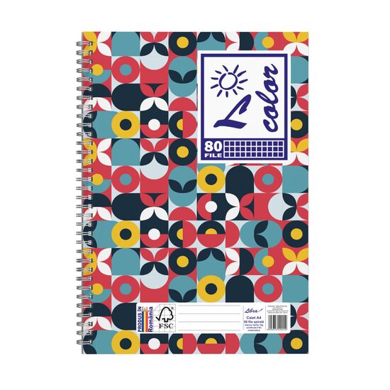 Caiet A4 80 file spirală aritmetică hartie certificata FSC