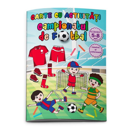 Carte de colorat si activitati - CAMPIONATUL DE FOTBAL 5-8 ANI, A4 24 pagini