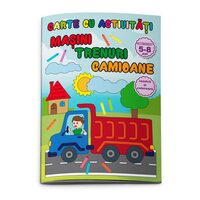 Carte de colorat si activitati - MASINI-TRENURI-CAMIOANE 5-8 ANI, A4 24 pagini 