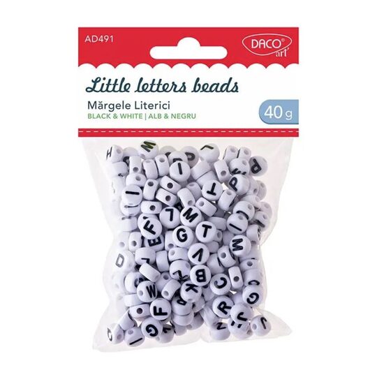 Accesorii craft - AD491 margele literici, alb-negru DACO