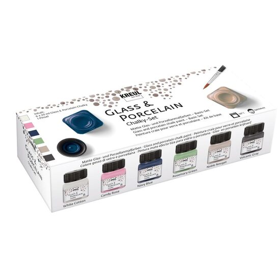 Vopsea sticla si portelan chalky set 6 Kreul