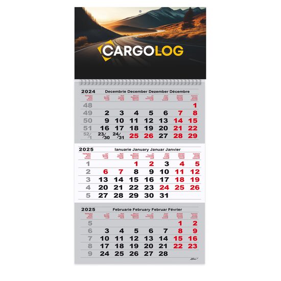 Calendar triptic 2025 gri Libra PERSONALIZAT