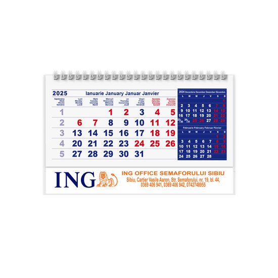 Calendar de birou 2025 triptic Libra PERSONALIZAT