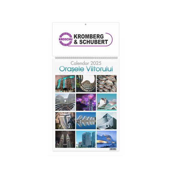 Calendar de perete 2025 Orasele Viitorului 22x32 cm PERSONALIZAT