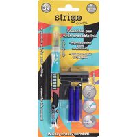 Stilou cu radiera Strigo + 2 rezerve + dispozitiv curatare-turkiz desene SSC471