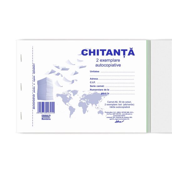 Chitantier A6 2 in exemplare autocopiative 100 file 36 + 4 carnete GRATIS!