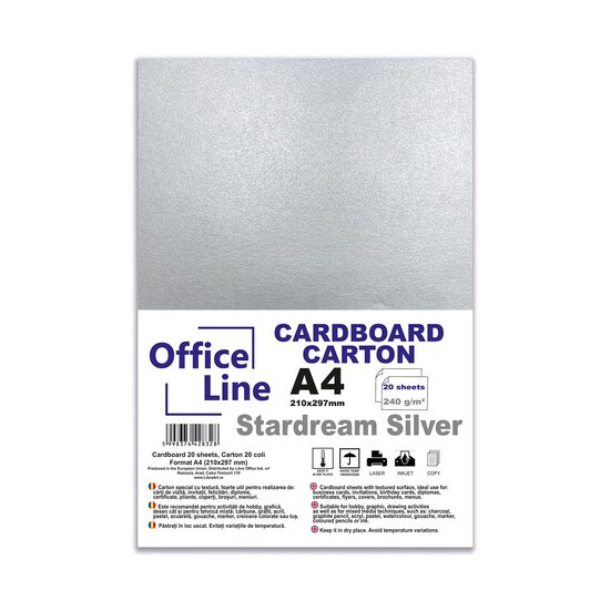 Carton A4 240gr Stardream 08 silver top.20 coli