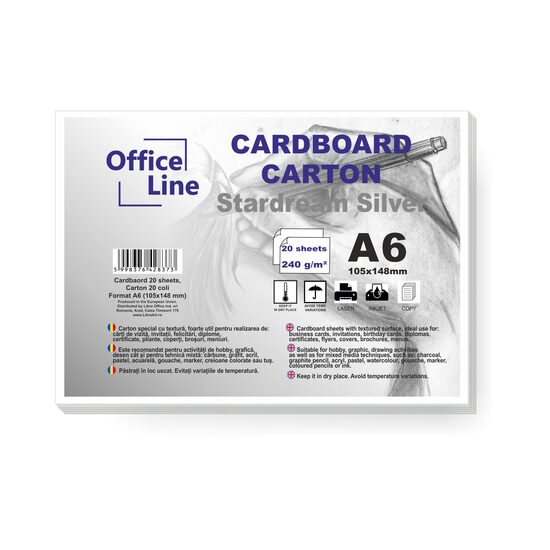 Carton A6 240gr Stardream 08 silver top.20 coli