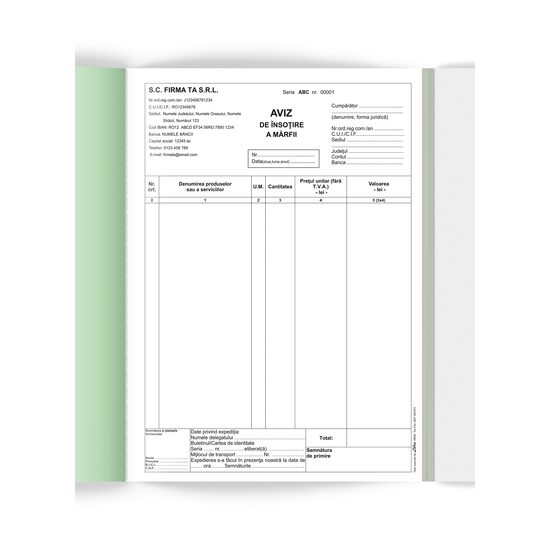 AVIZ A4 2EX. PERSONALIZAT 50 SET/BLOC TIPAR CU NEGRU