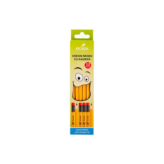 Creion negru cu radiera Ecada 45001 set.12