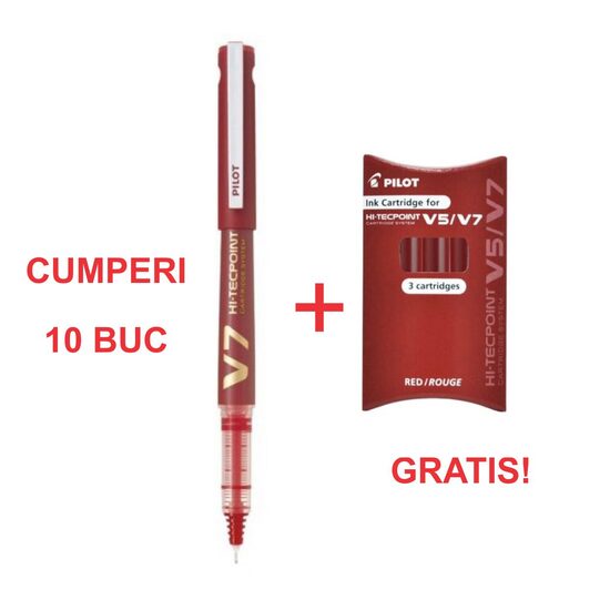 ROLLER V7 ROSU 10 BUC + SET REZERVA GRATIS