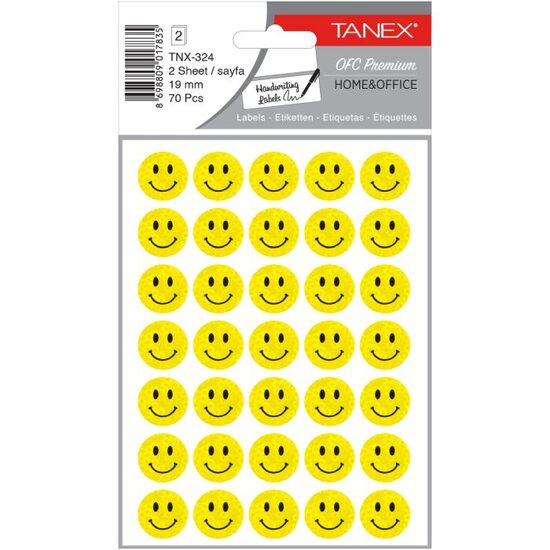 ETICHETE SMILEY D19MM TANEX GALBENE-323