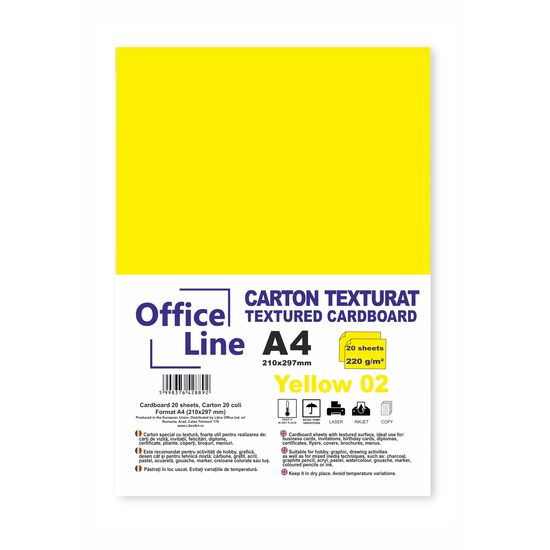 Carton texturat A4 220g qalben 02 top. 20 coli